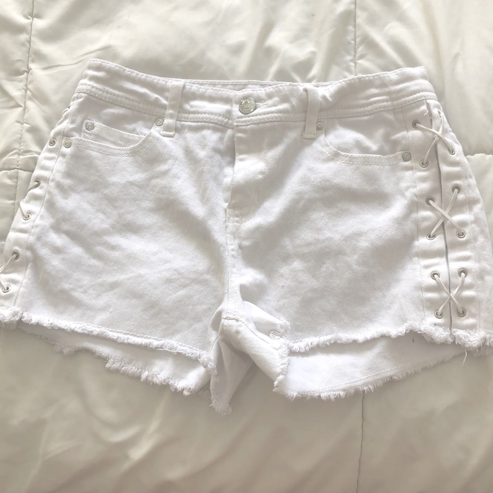 White jean shorts